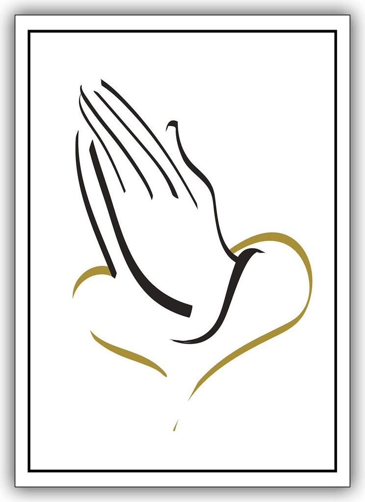 5x Kondolenzkarten mit betenden Händen und Herz zum Trauern. - mitfühlende Kondolenz Grußkarte mit Umschlägen für Hinterbliebene im Sterbefall...