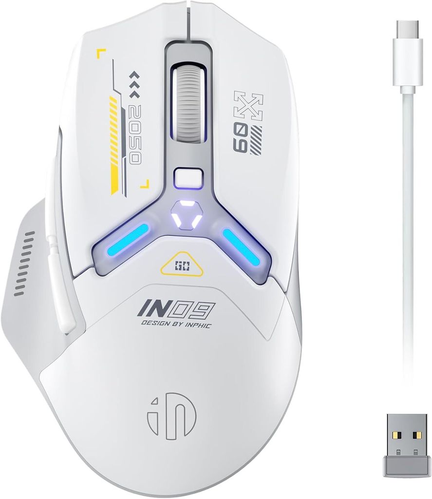 IN9 Gaming Maus kabellos, echte Tri-Mode 2,4G Produktbild 