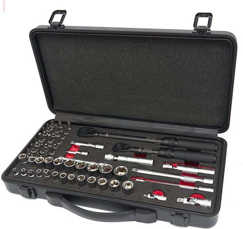 Momentsets, 55-delig, 1/4 en 3/8 inch, met momentbereiken Productafbeelding 