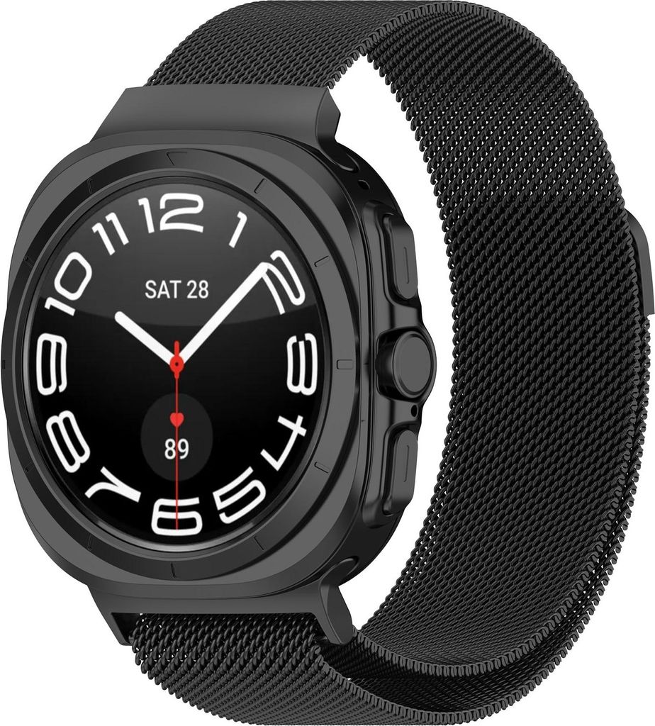 Strap-it Milanaise Smartwatch-Armband mit Magnetverschluss - Milanaise-Armband passend für die Samsung Galaxy Watch Ultra / Ultra 2025 47mm (schwarz)