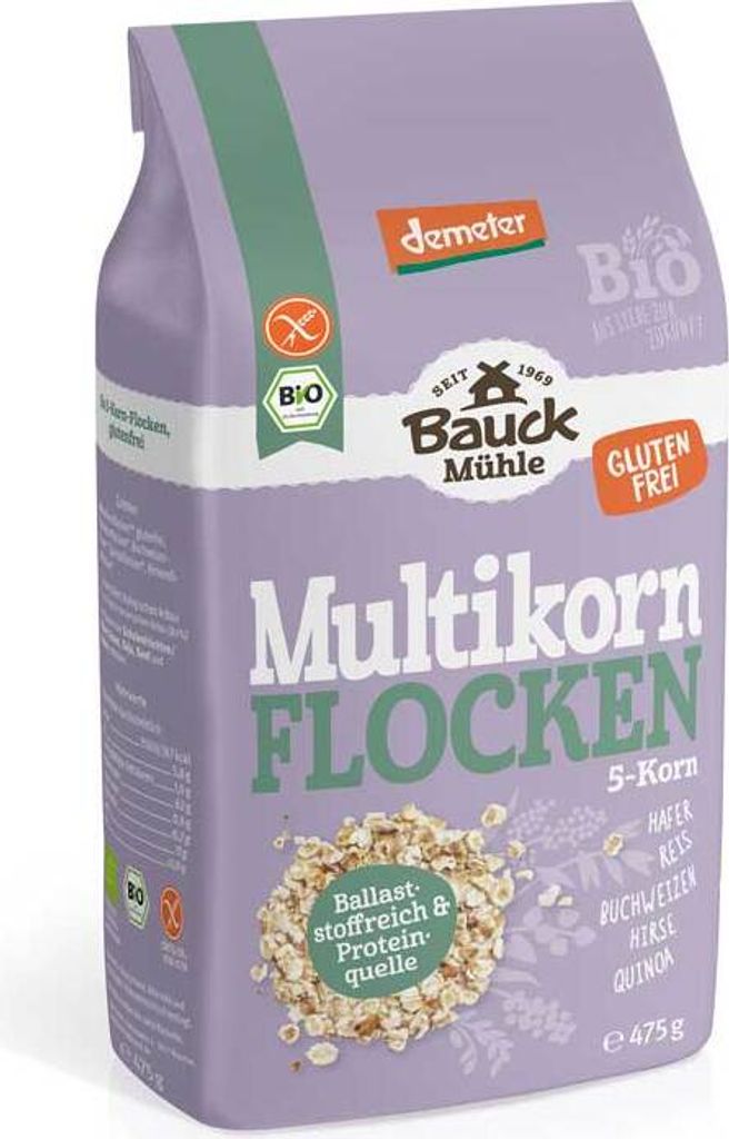 Bauck Mühle Multikorn 5-Korn Flocken demeter  475g Produktbild 