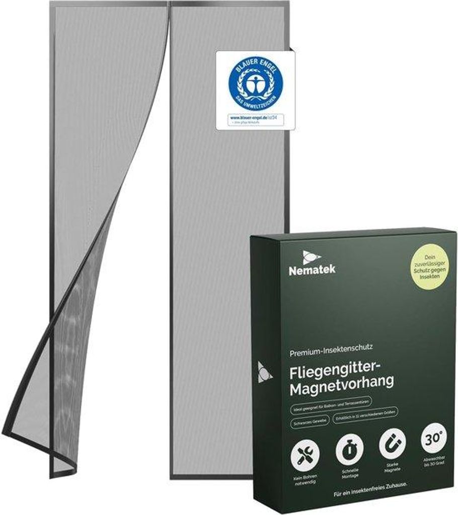 Moustiquaire noire 80 x 200 cm pour porte-fenêtre et porte Image du produit 