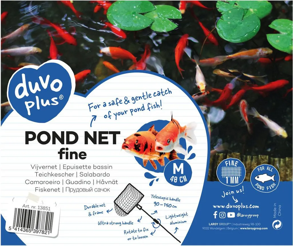 Épuisette bassin Duvo+ anti-déchets de surface taille 40x35cm robuste