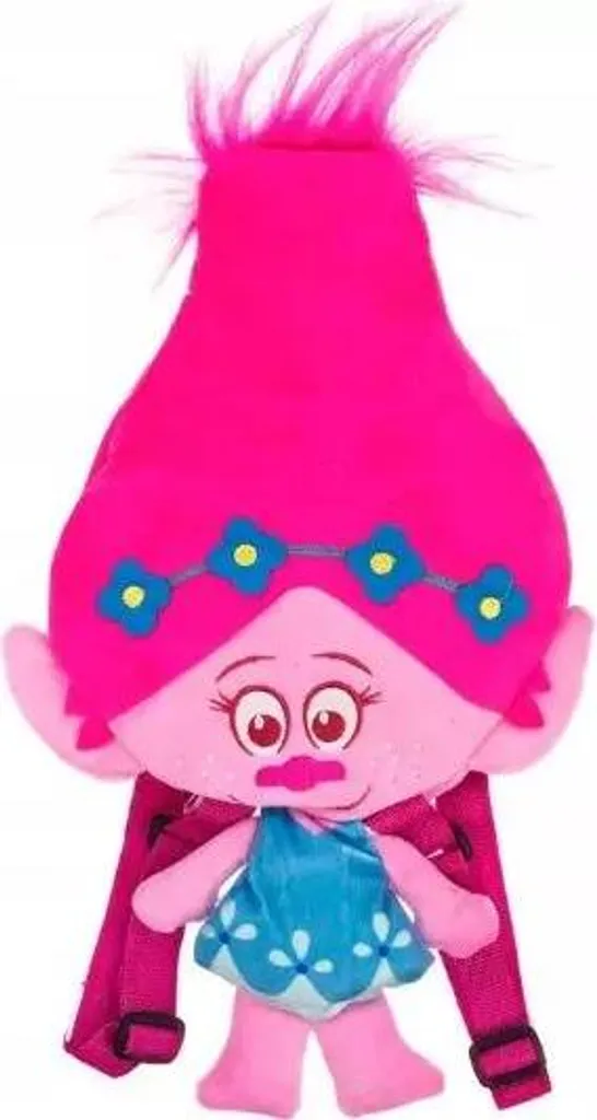 Zaino Mascotte Trolls Poppy per Asilo - Morbido Peluche 3D Rosa