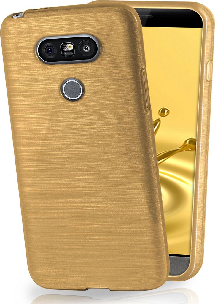moex Brushed Case kompatibel mit LG G5 - Hülle aus Silikon, Gold