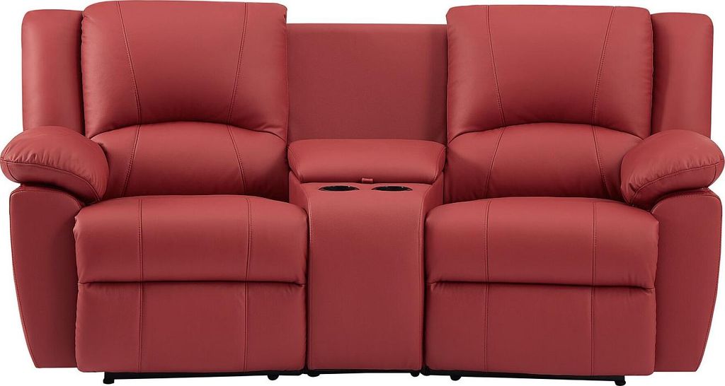 Relaxsofa 2-Sitzer - Rindsleder - Rot - AROMA Produktbild 