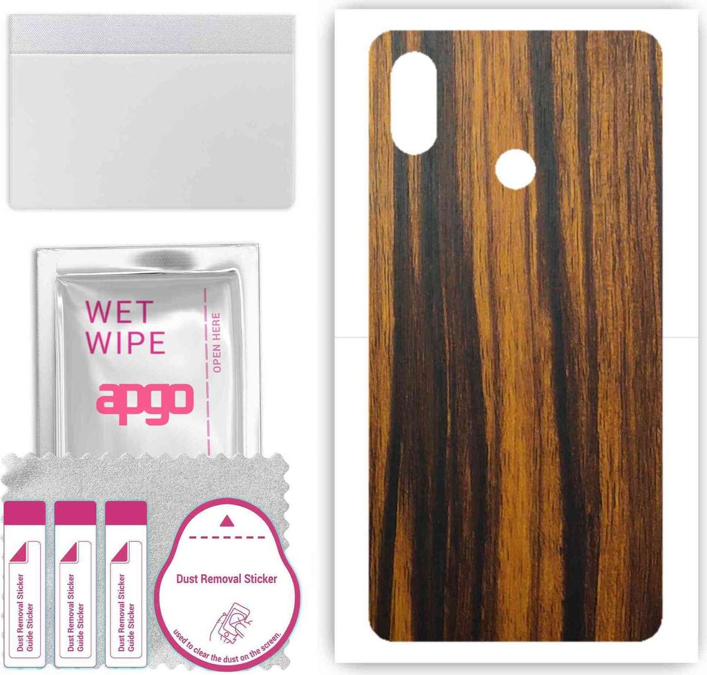 apgo Rückseite Schutzfolie, Skin, kompatibel mit Xiaomi Mi Max 3, Hinten Displayschutzfolie aus Vinylfolie, kratzfest, einfache Montage - Tigerwood