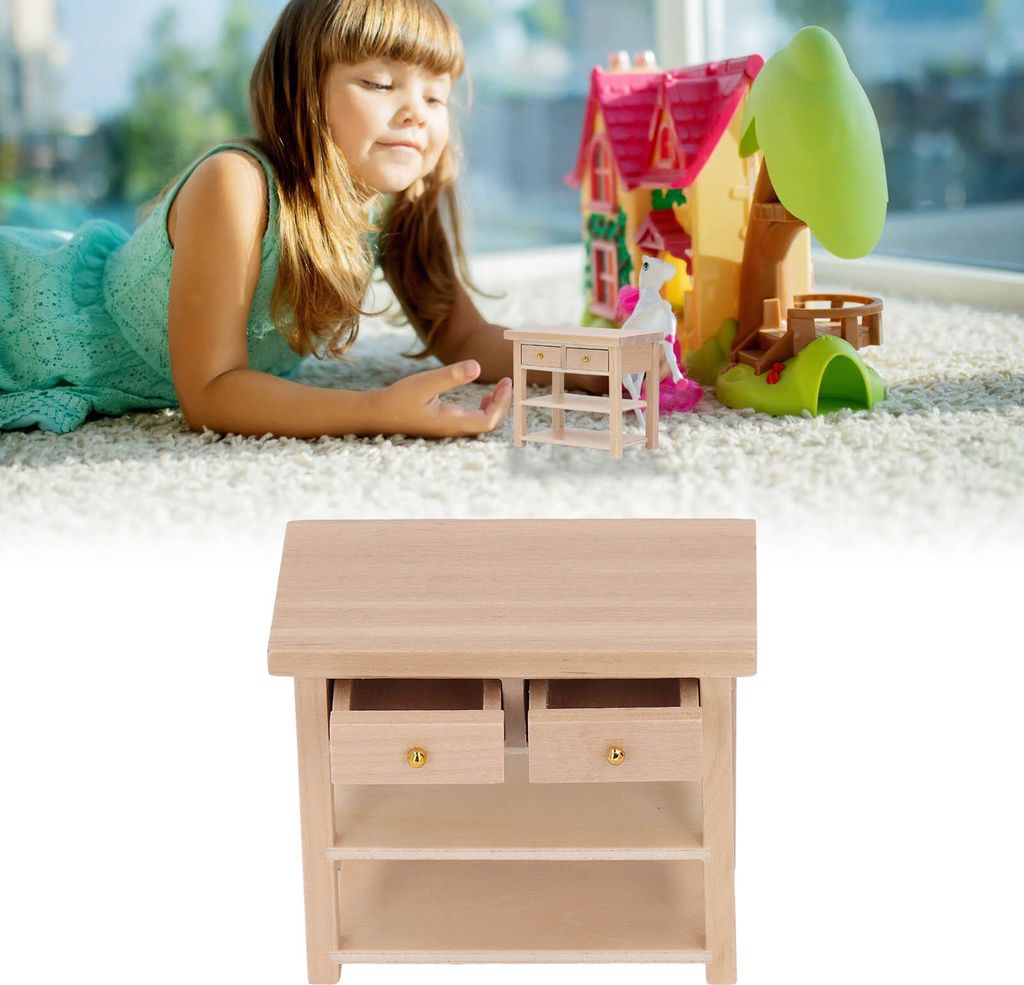Miniatur-Badezimmerschrank, Birkenholz, Vintage, exquisit, einfach, multifunktional, DIY-Mini-Möbel für 1/12 Puppenhaus
