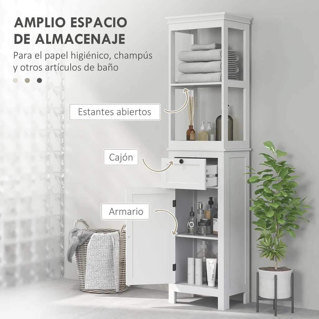 Armoire de rangement salle de bains blanche compacte à double étagère