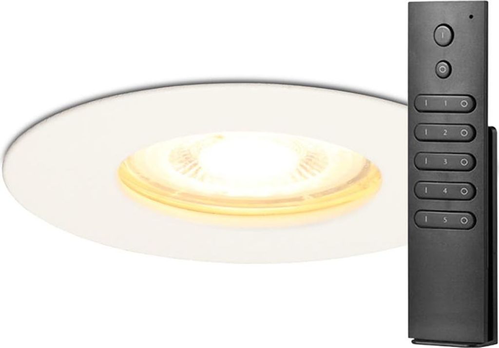 hoftronic LED Einbaustrahler 5W GU10 2700K IP65 Weiß dimmbar Fernbedienung