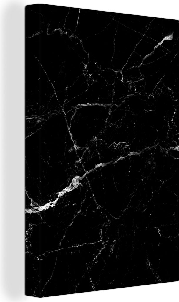 OneMillionCanvasses - Leinwandbilder - 90x140 cm, Marmor - Schwarz - Marmoroptik - Weiß - Luxus - Stein, Wandbilder Kunstdruck Wanddekoration - ...