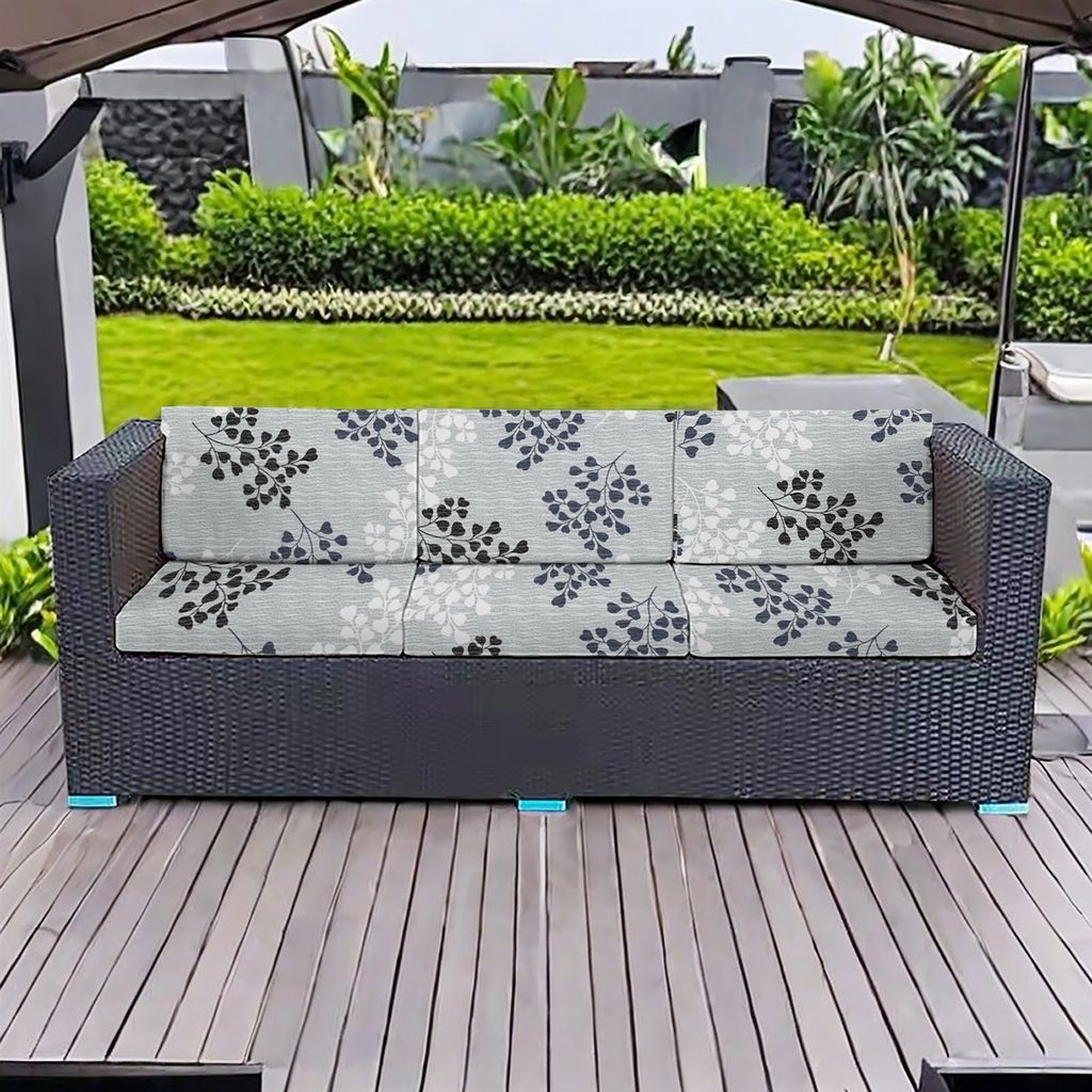 3er Elastische Outdoor-Sitzkissen Bezüge mit Muster - Rutschfester Sofaschutz Schonbezug für Terrasse, Garten & Balkon, Stil 12