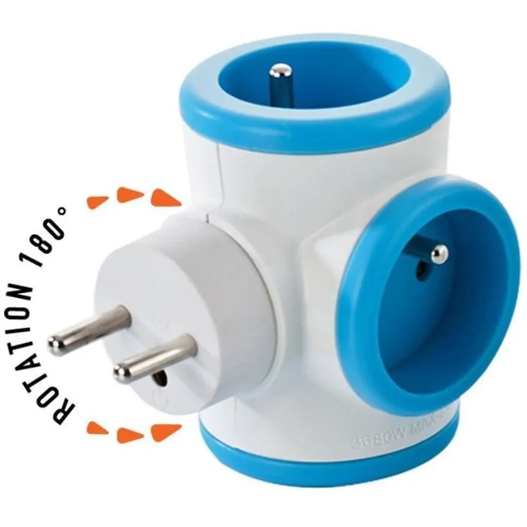 Fini les prises bloquées ! Triplite rotative 3x16A WATT & CO bleue - 2