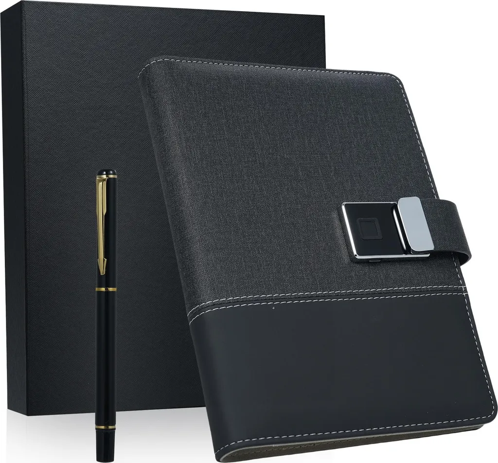 LUCKDANO Carnet A5 en Cuir Noir avec Empreinte Digitale et USB 16 Go