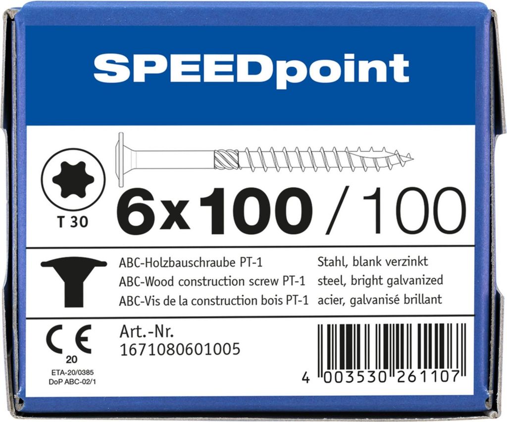 ABC SPEEDpoint Holzbauschraube Tellerkopf T30 Teilgewinde Produktbild 