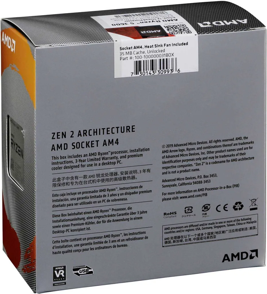 Processeur performant AMD Ryzen 5 3600 et architecture 6 cœurs - 7