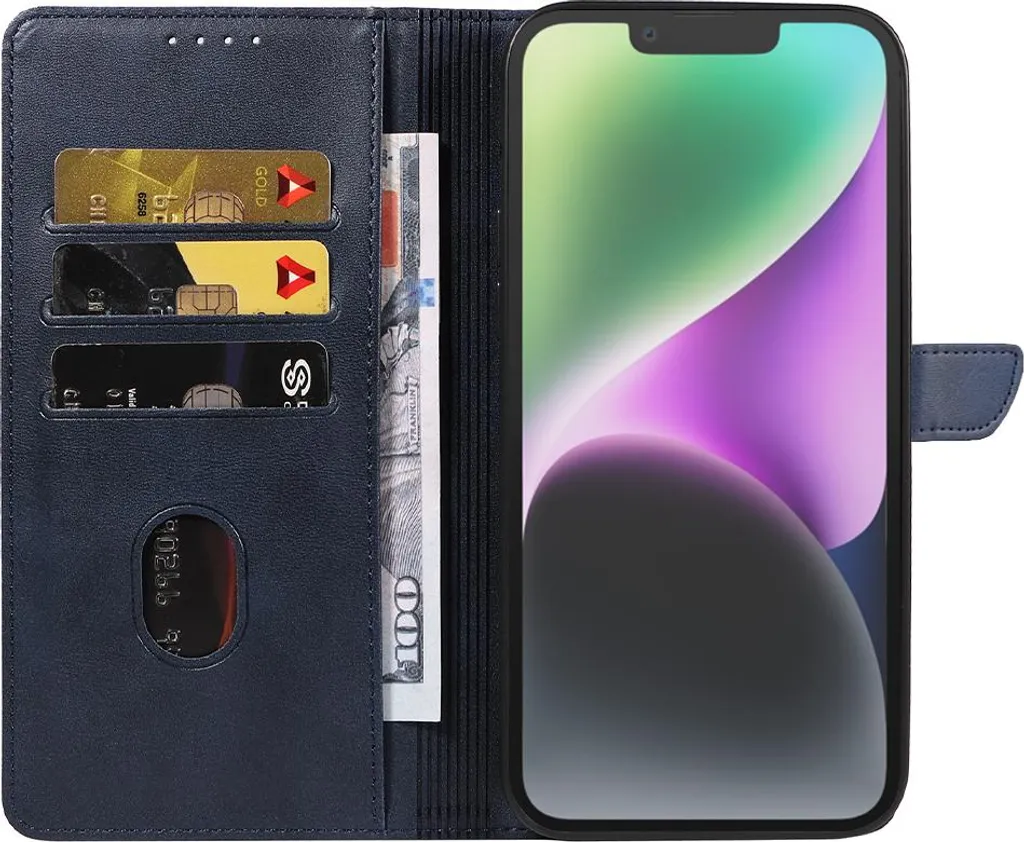 Custodia Professionale iPhone 14 Plus Blu Ecopelle Smartphonica - 4