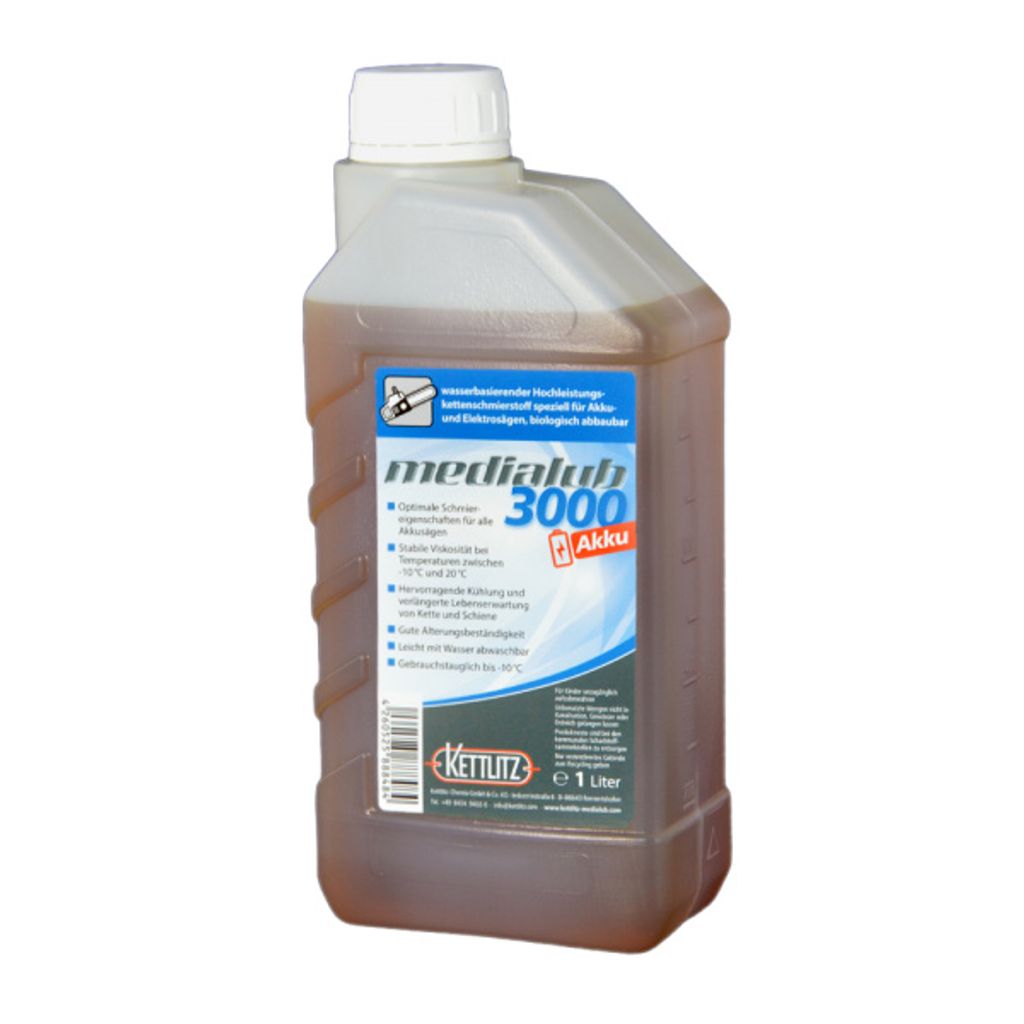 KETTLITZ-Medialub 3000 AKKU Wasserbasierendes Kettenöl - 1 Liter "Blauer Engel" nach RAL-UZ-178