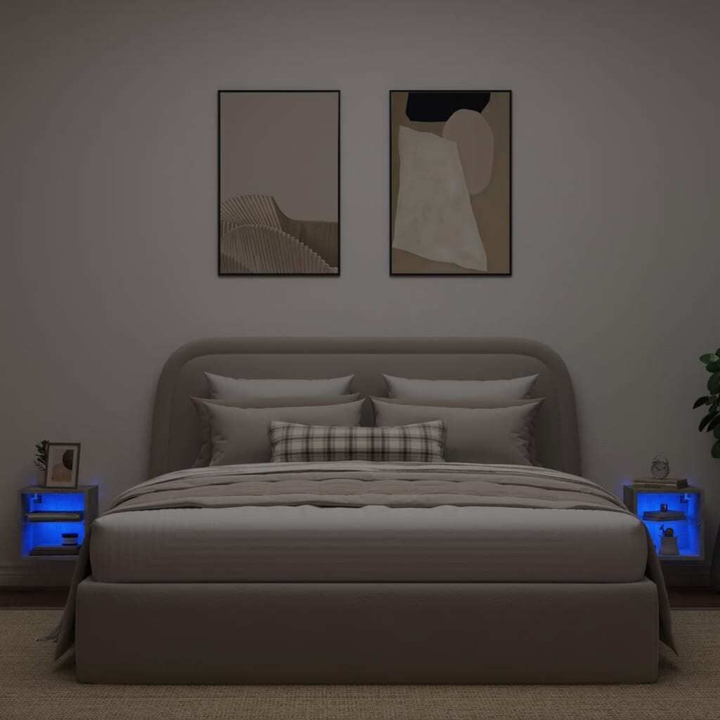 "2026 Aktion"TV-Board - Fernsehtisch - TV-Wandschränke mit LED-Leuchten 2 Stk. Betongrau 30x28,5x30 cm - NeuMöbel5392602
