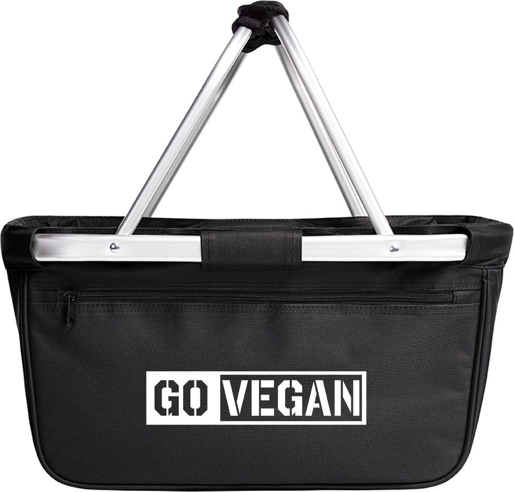 Huuraa Einkaufskorb Go Vegan Modern 20 Liter Black faltbarer Tragekorb Geschenkidee