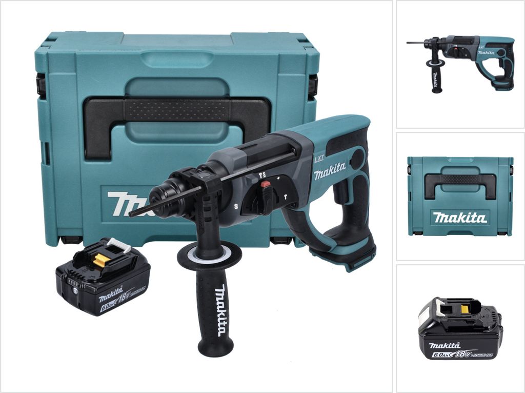 Makita DHR 202 G1J Akku Kombihammer 18 V 2,0 J SDS Plus + 1x Akku 6,0 Ah + Makpac - ohne Ladegerät
