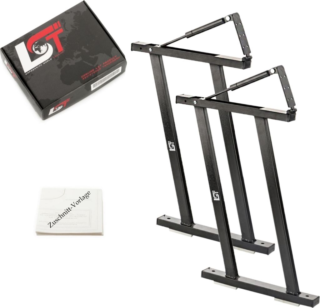 2x Schienen Unterlage Flexboard mit Scharnier Dämpfer Schwarz für VW T5 T6 V VI