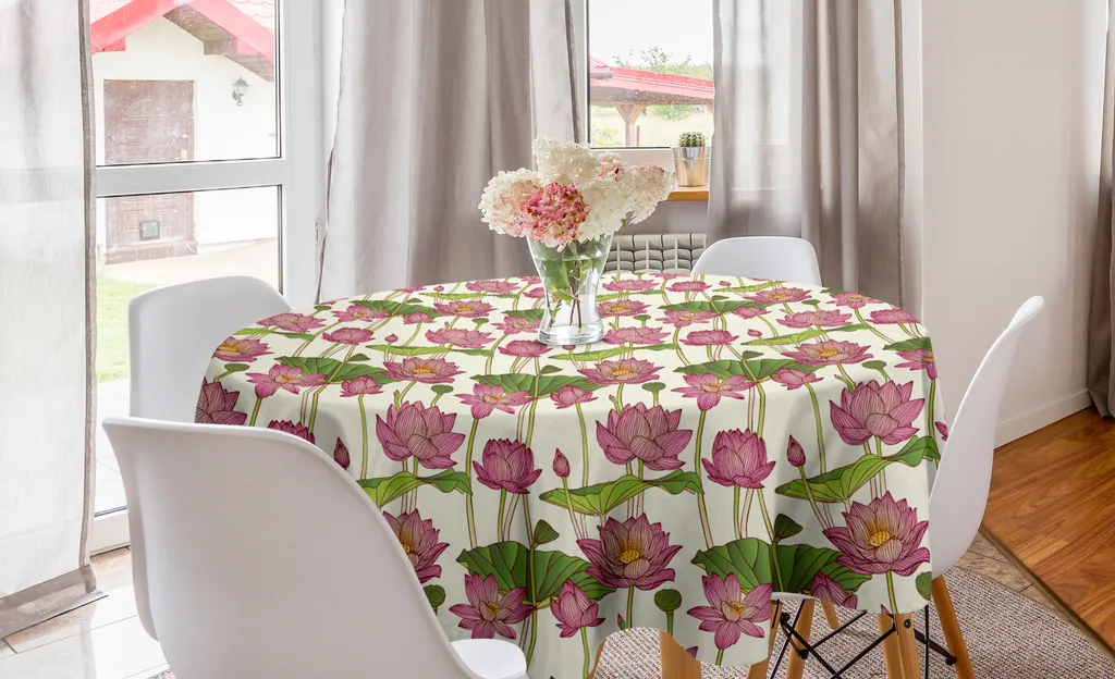 ABAKUHAUS Tovaglia Rotonda Lotus Rosa 150cm - Eleganza Satinata