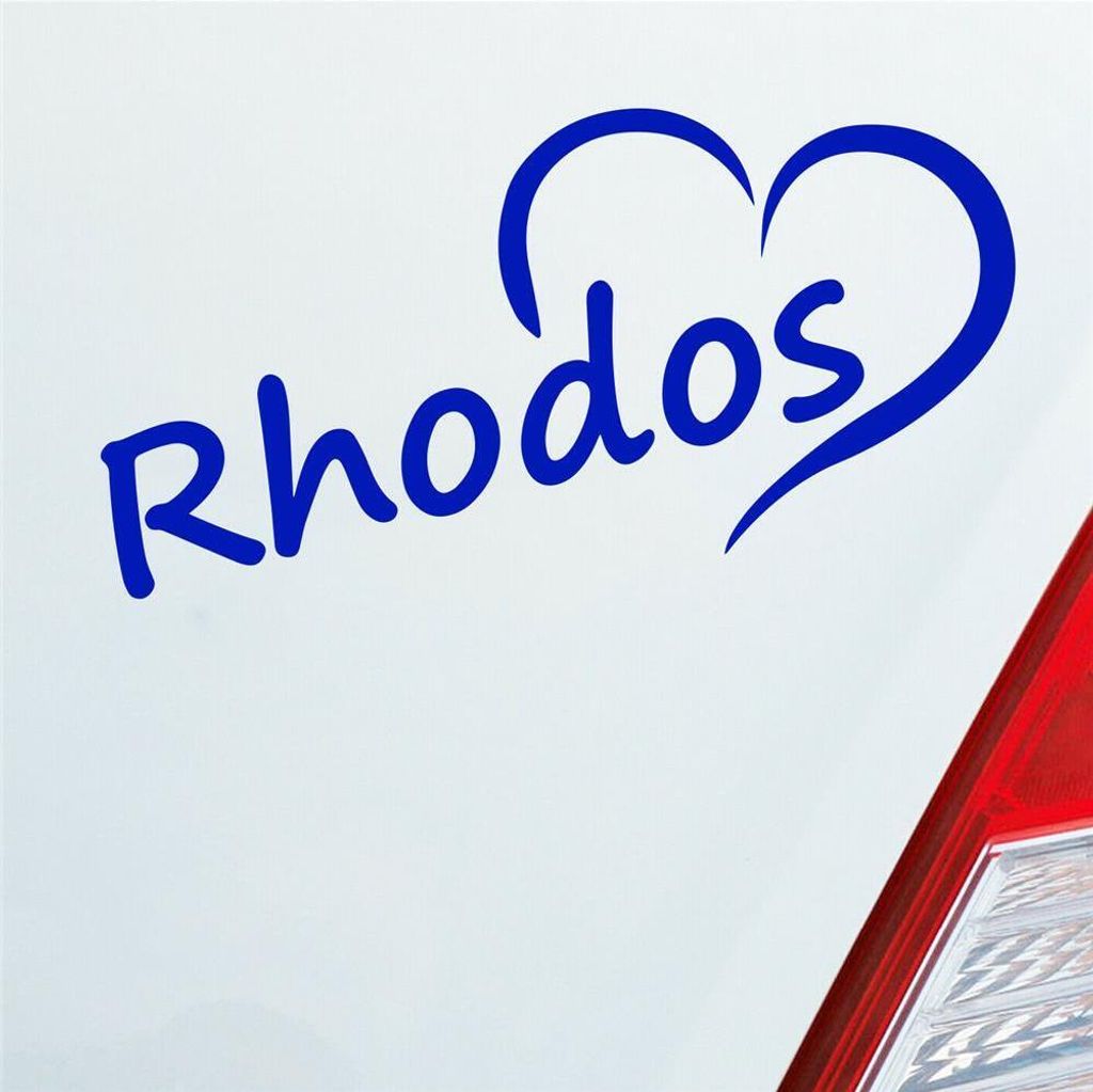 Auto Aufkleber Rhodos Herz Stadt Insel Island Liebe Love 16,5x8 cm Dunkelblau Sticker Heckscheibenaufkleber