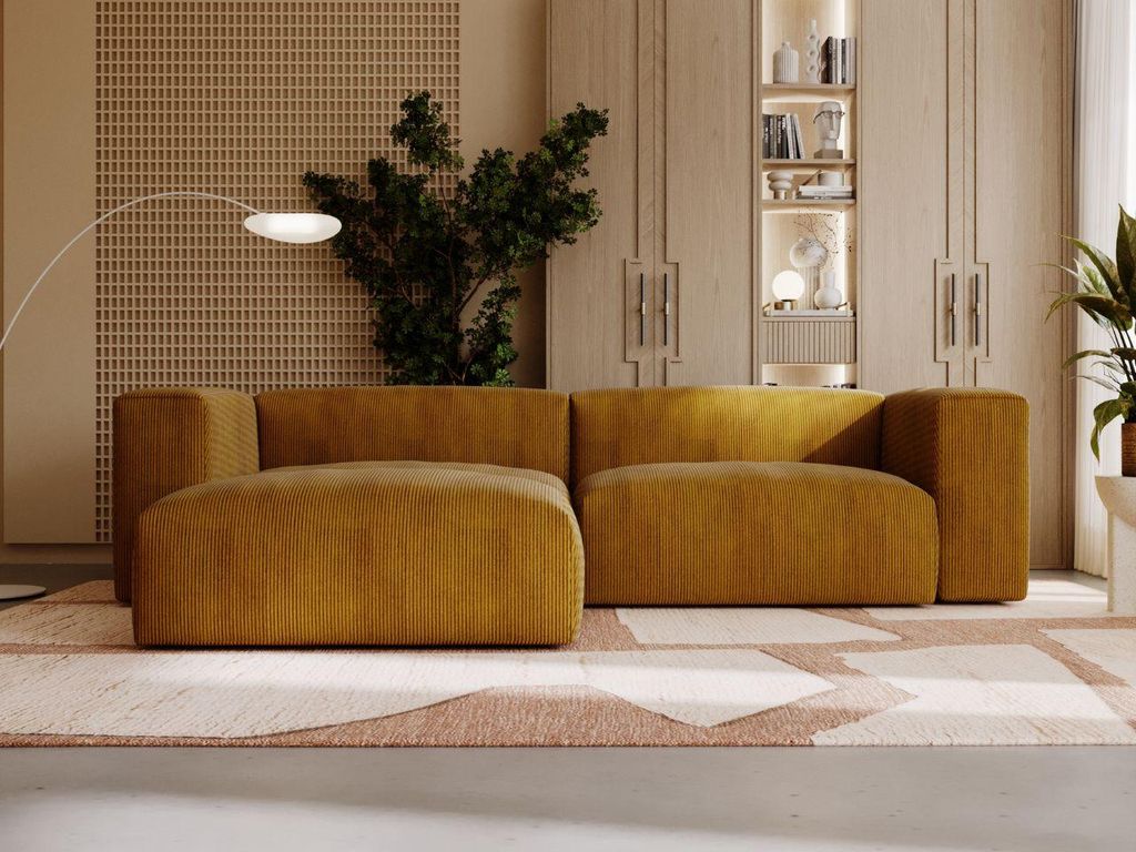 GrainGold Ecksofa L-Form Links Landi - Moderne Cord Produktbild 