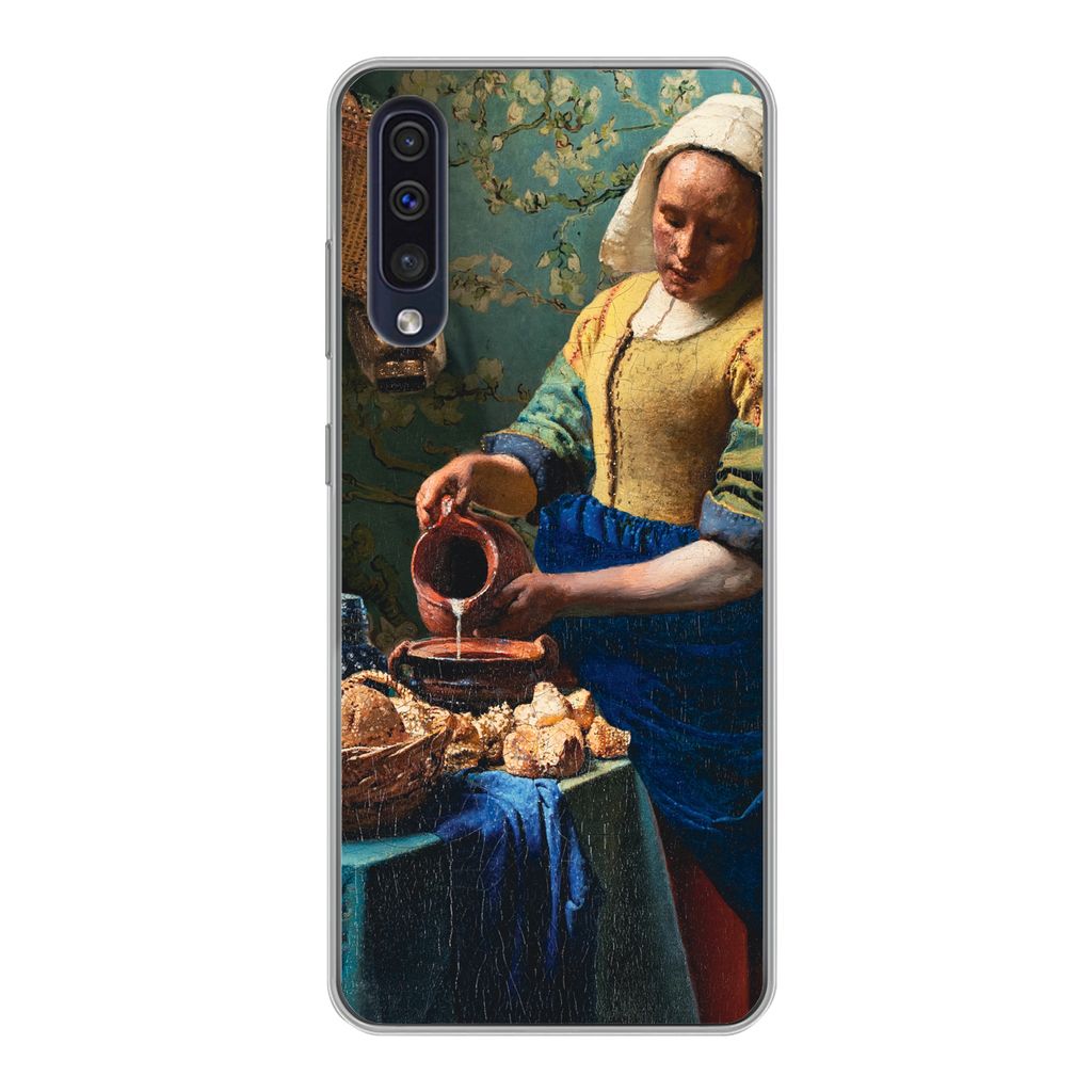 MuchoWow Handyhülle Schutzhülle Hülle für Samsung Galaxy A30s Milchmädchen - Mandelblüte - Alte Meister Silikon Softcase Handy Hülle - Kar...