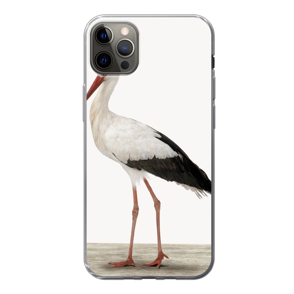 MuchoWow Handyhülle Schutzhülle Hülle für iPhone 12 Pro Max Storch - Vogel - Tiere - Jungen - Kinder - Mädchen Silikon Softcase Handy Hülle...