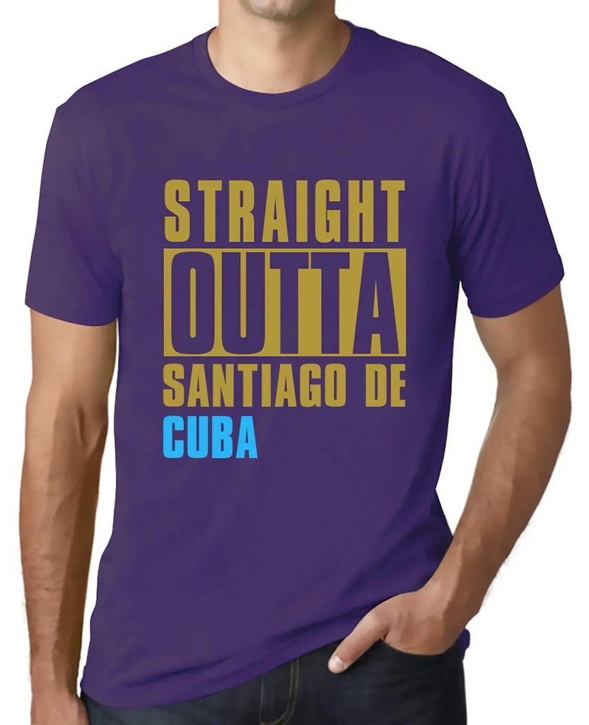 Herren Grafik T-Shirt Straight Outta Santiago De Cuba Öko-Verantwortlich Vintage Jahrgang Kurzarm Lustige Druck Geburtstag Geschenk Mann