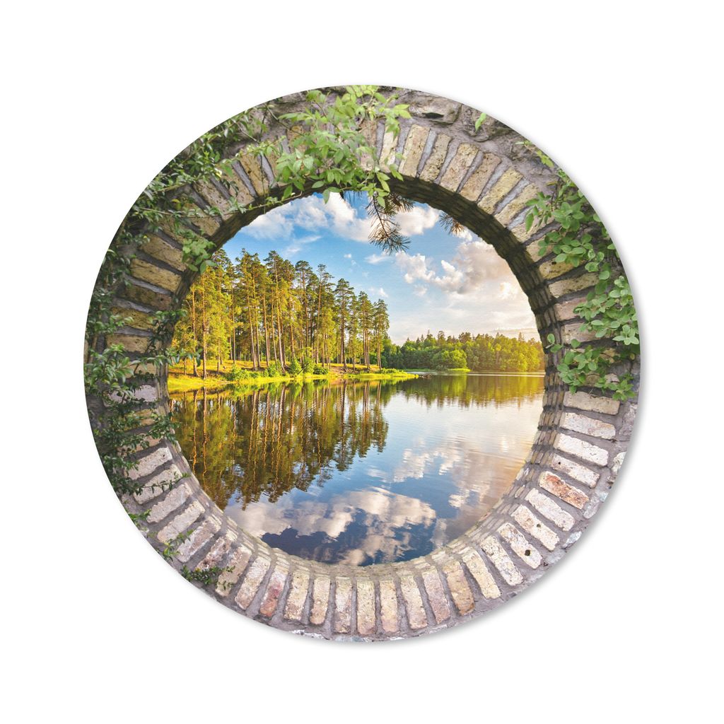 MuchoWow Mauspad Mousepad Bäume - Wasser - Aussicht 40x40 cm - Mousepads - Maus Mat - Pad - Mausunterlage - Schreibtisch Accessoires