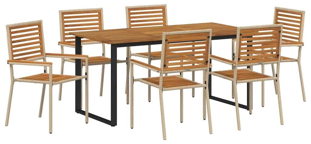 Garten Essgruppe 7 pcs Beige Massivholz Akazie