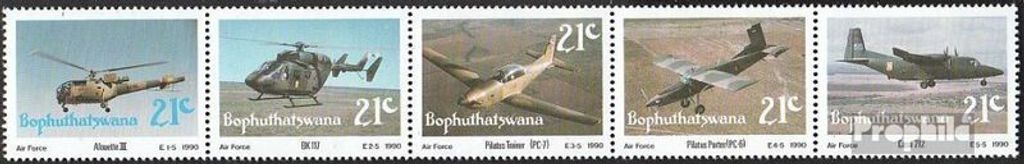 Briefmarken Bophuthatswana 1990 Mi 252-256 Fünferstreifen (kompl.Ausg.) postfrisch Luftstreitkräfte