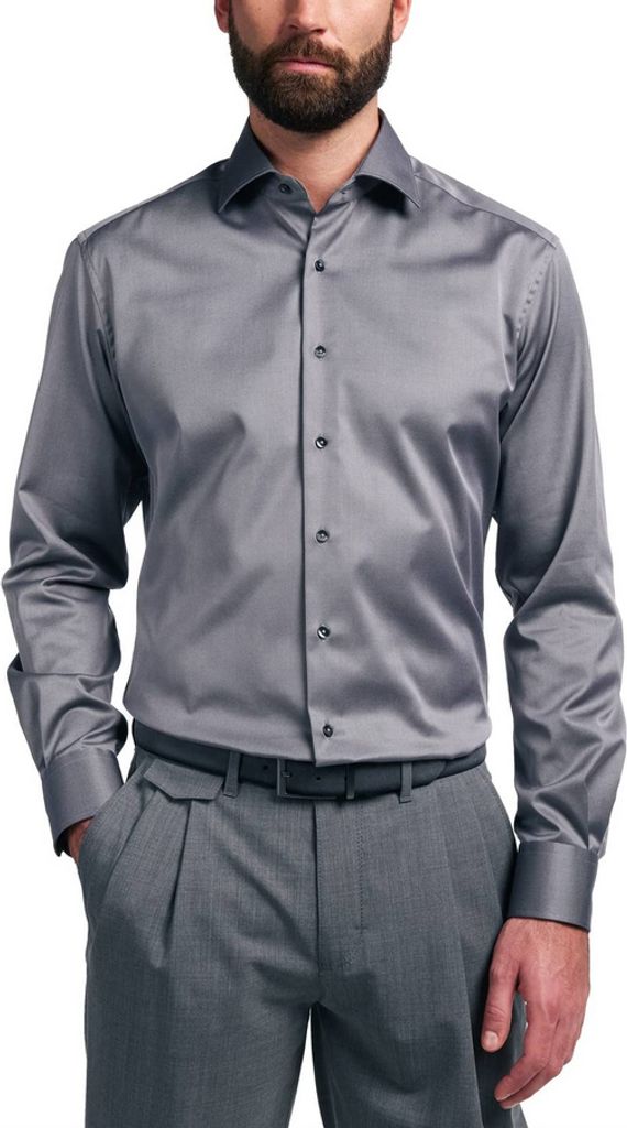 Eterna - Modern Fit - Bügelfreies Herren Langarm Hemd, Cover shirt (8817 X18K), Größe:46, Farbe:Anthrazit (35)
