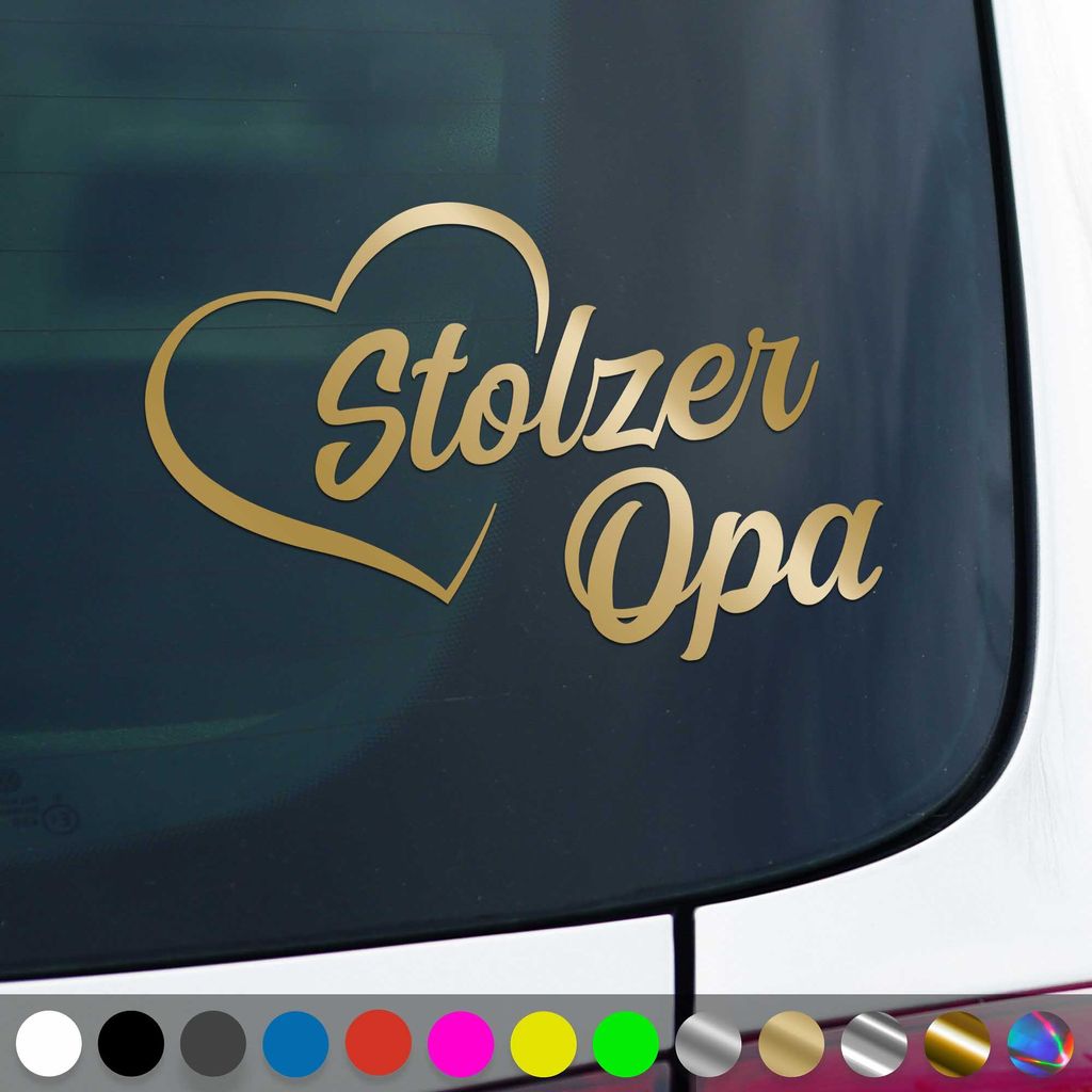 PantherPixel Stolzer Opa Aufkleber Großeltern Enkelkinder Sticker Auto Geschenkidee Farbe Gold