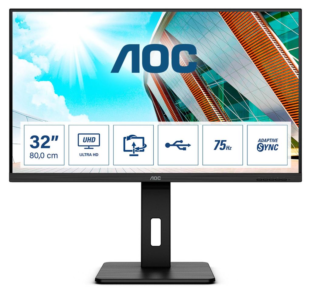 AOC U32P2, LED-Monitor, (UltraHD/4K, VA, Adaptive-Sync)
