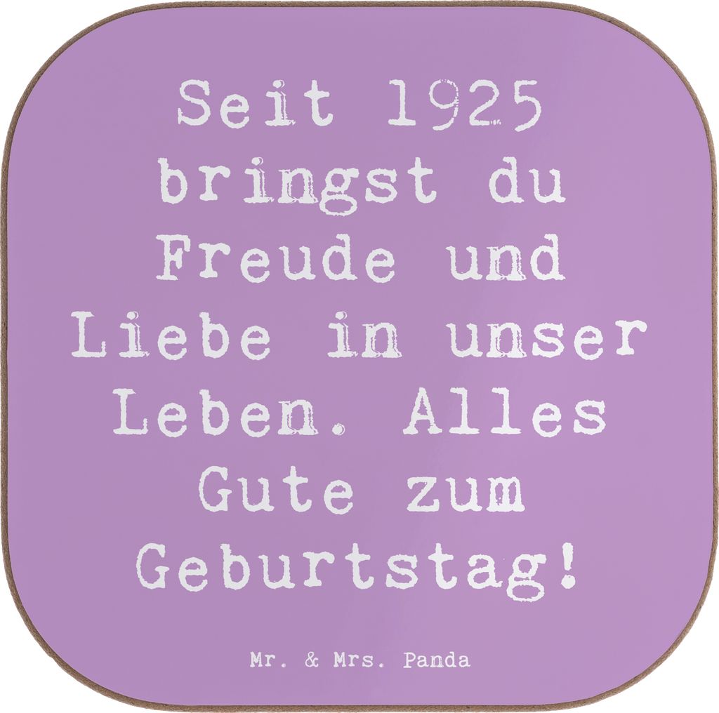 Mr. & Mrs. Panda Untersetzer für Gläser Spruch 1925 Geburtstag Freude - Lavendeltraum - Geschenk, Tassen, Coaster, Geboren am, Tischuntersetzer, ...