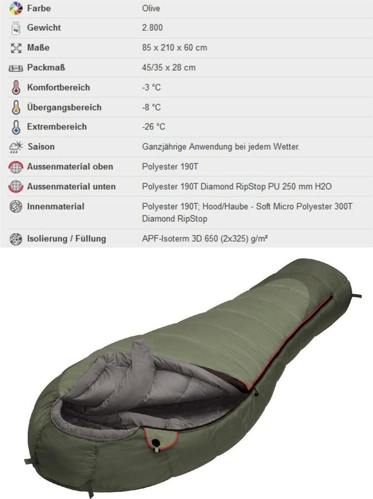 4 season Schlafsack Aleut Compact oliv