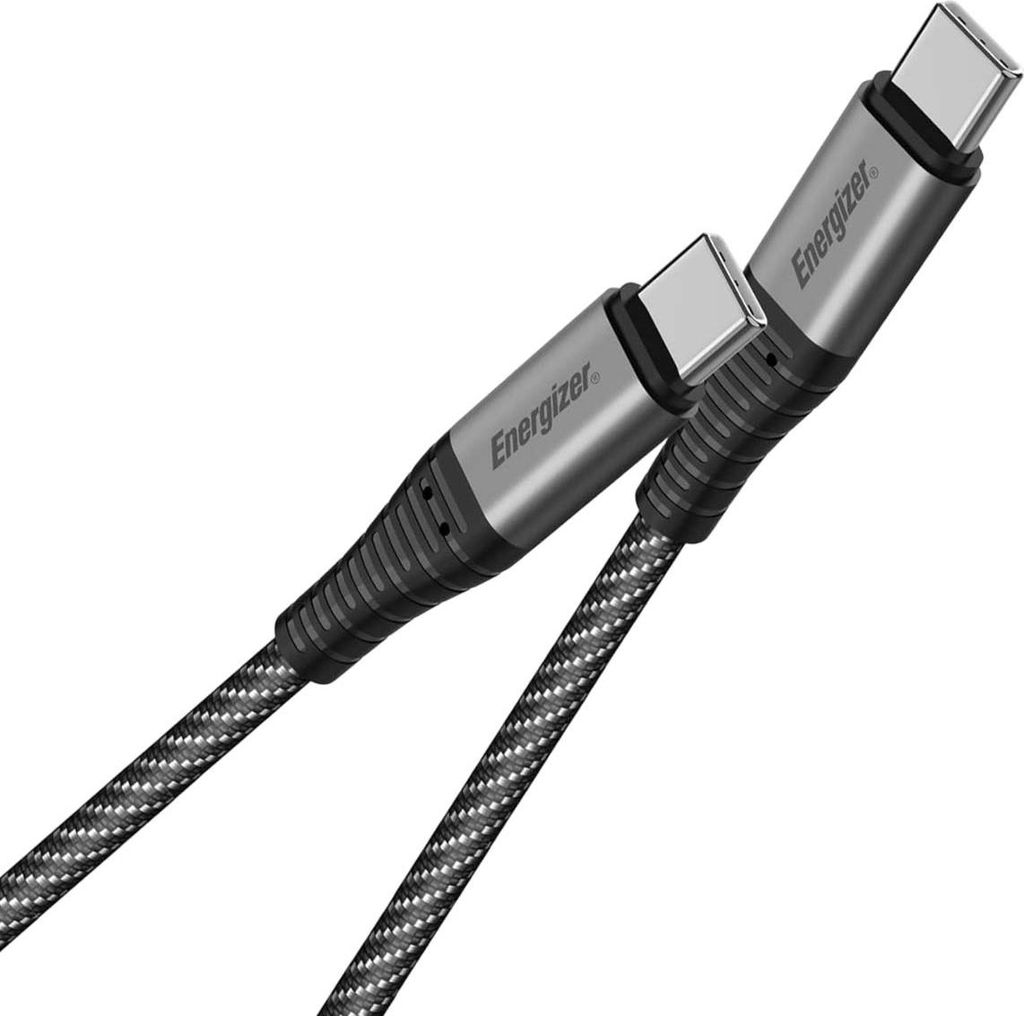 ENERGIZER, USB-C / USB-C Kabel 100 W 2 m Nylon geflochten, Schwarz