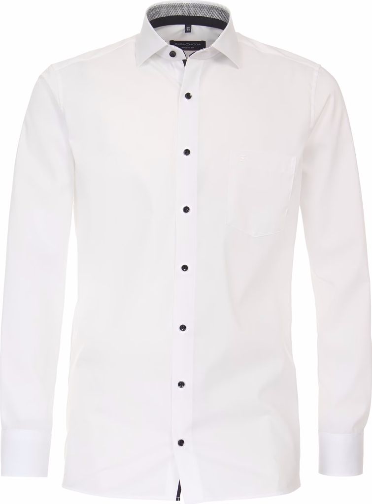 CASAMODA Herren Businesshemd Langarm Kent Modern-Fit Popeline Weiß 49