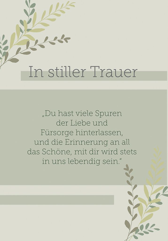 Trauer Beileid Kondolenz Karte mit Umschlag, In stiller Produktbild 