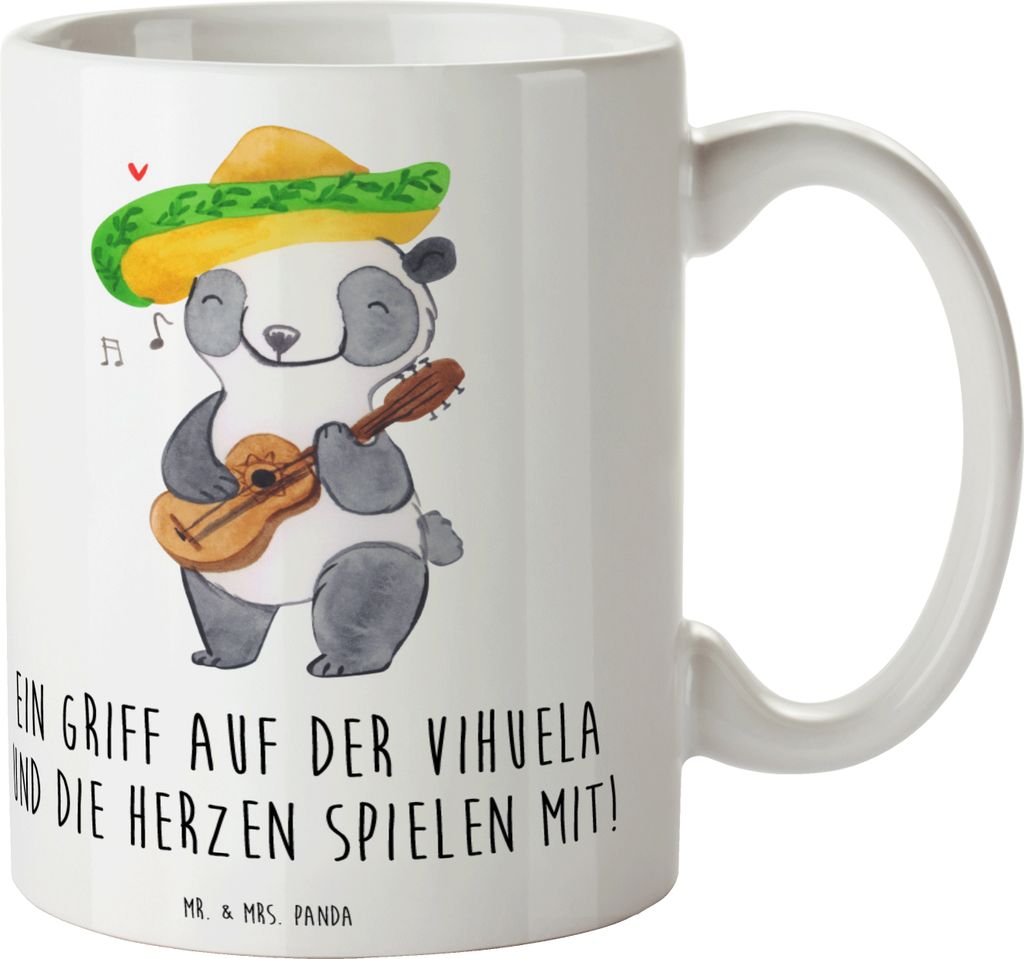 Mr. & Mrs. Panda Tasse Vihuela Herzklang - Weiß - Geschenk, Saiteninstrument, haferl, künstlerische Feinheit, Lernen, Keramiktasse, Instrument, K...