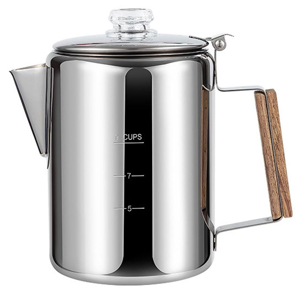 Camping-Kaffee-Perkolator aus Edelstahl für 9 Tassen (1400–2000 ml) – Herd-Kaffeekanne für Outdoor, ideal für Camping, Wandern und Picknick