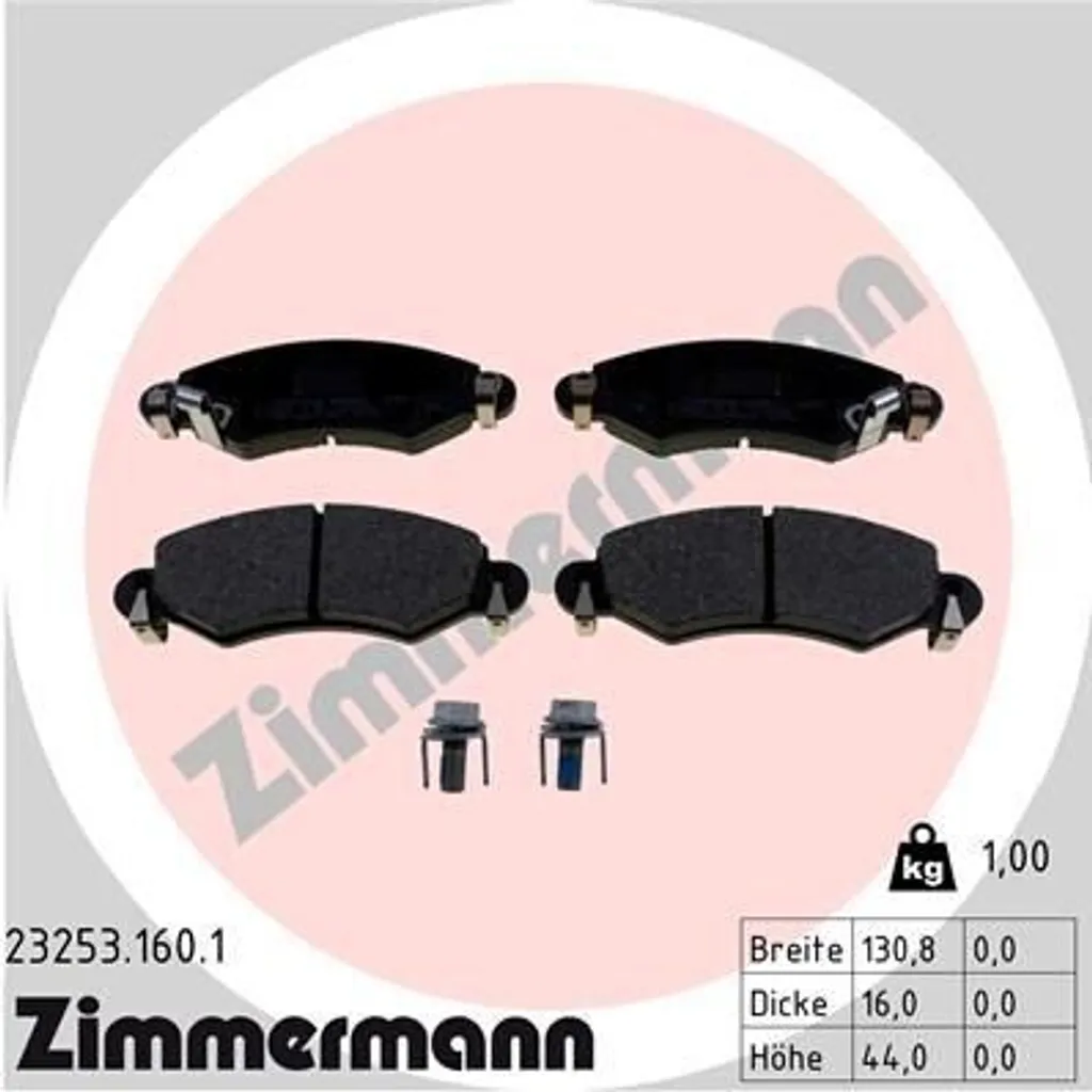 Plaquettes Zimmermann 23253.160.1 de Haute Performance pour Agila A