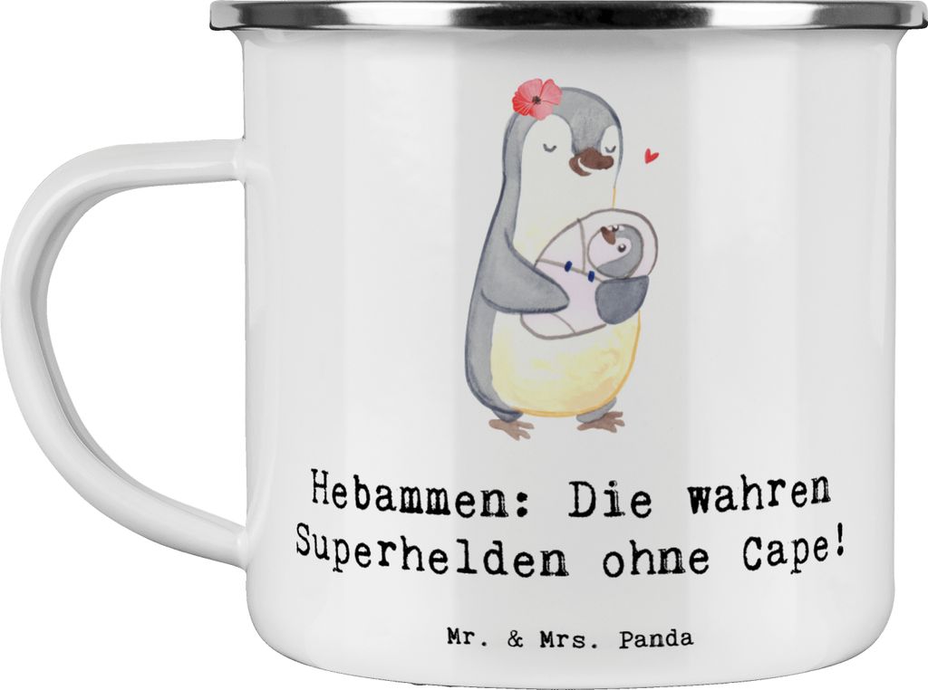 Mr. & Mrs. Panda Campingbecher Hebamme Superheld - Weiß - Produktbild 
