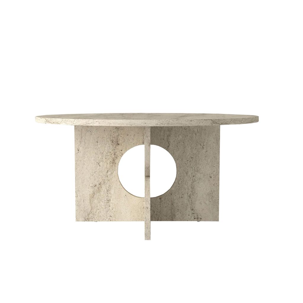 moebel17 Couchtisch Rund Ø 75 cm Travertin Optik Beige – Moderner Wohnzimmertisch Steinoptik – Stabiler Design Sofatisch – Minimalistischer ...