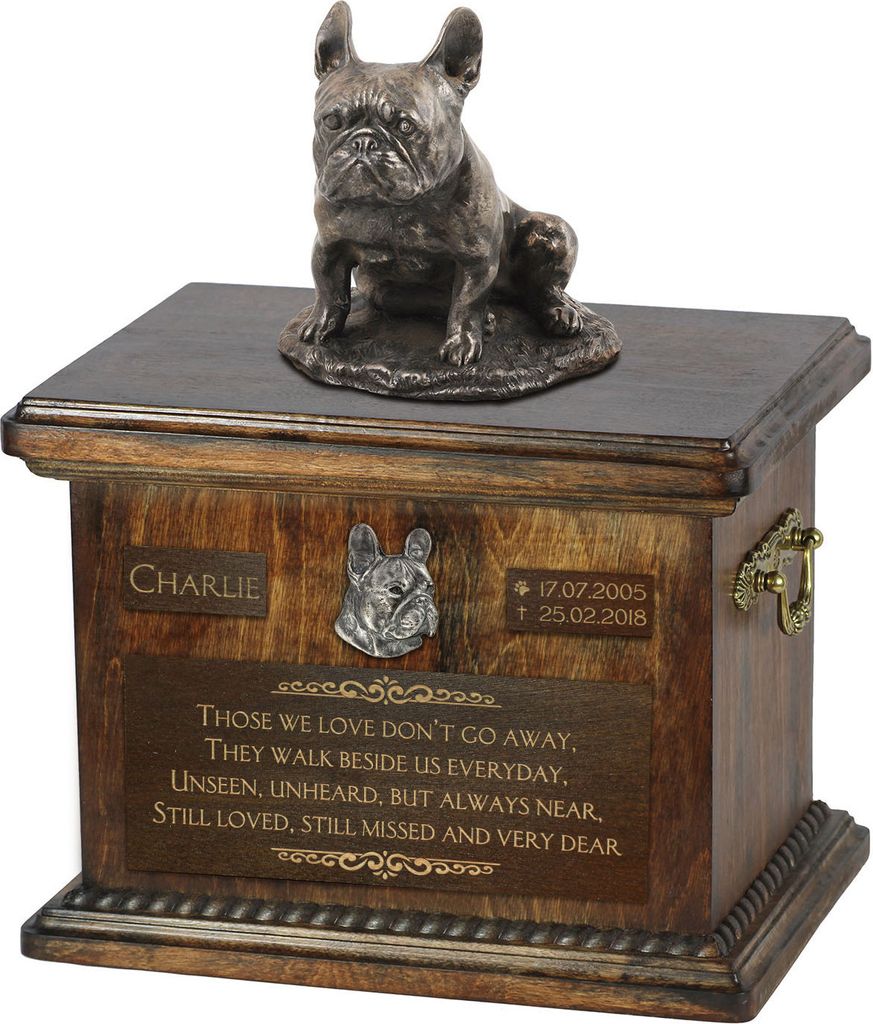 Französische Bulldogge IV - Eine Urne für die Asche eines Hundes, eine Urne mit einer Statue, eine personalisierte Hundeurne von der Marke Art-Dog.