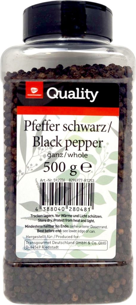 TGQ Pfeffer schwarz ganz 500g Dose Gewürz